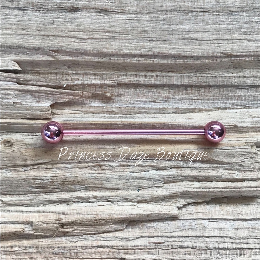 Pink Industrial Barbell Earring‎